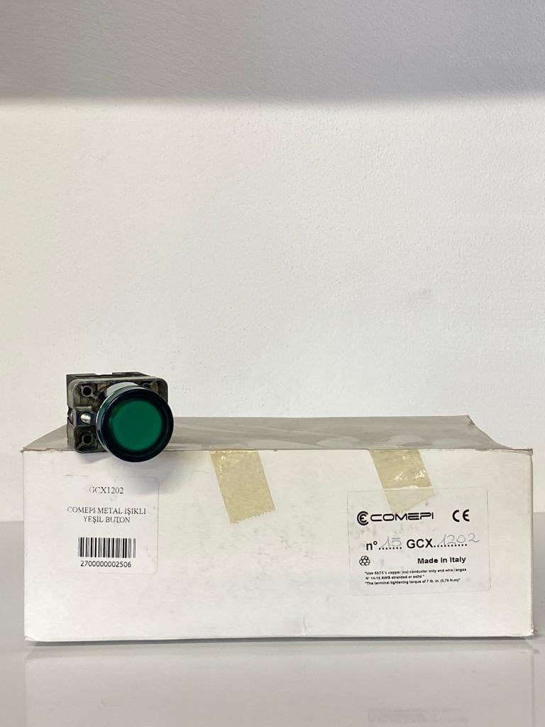 COMEPI METAL IŞIKLI YEŞİL BUTON Q22mm Yaylı 1NA kontak düzeni IP65