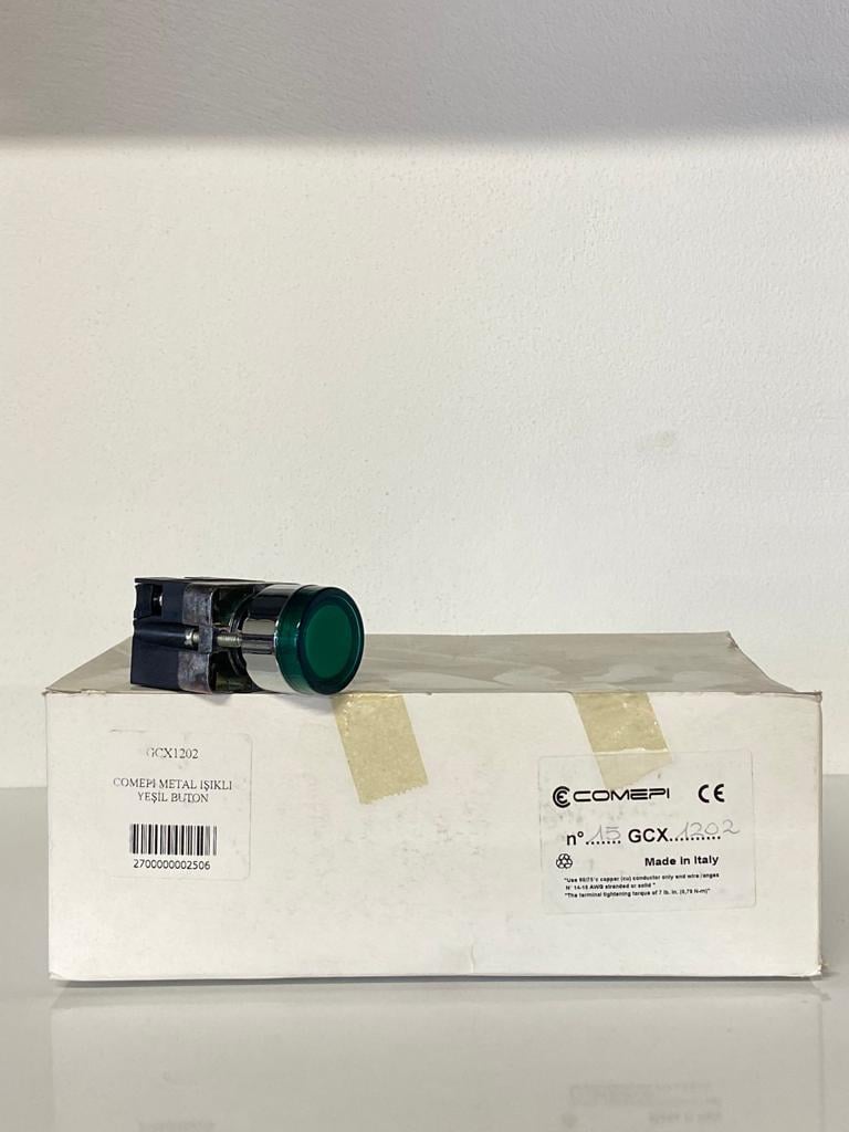 COMEPI METAL IŞIKLI YEŞİL BUTON Q22mm Yaylı 1NA kontak düzeni IP65