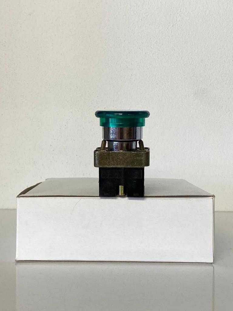 COMEPI METAL MANTAR IŞIKLI BUTON Q40mm  Yeşil yaylı 1NA kontak düzeni IP65