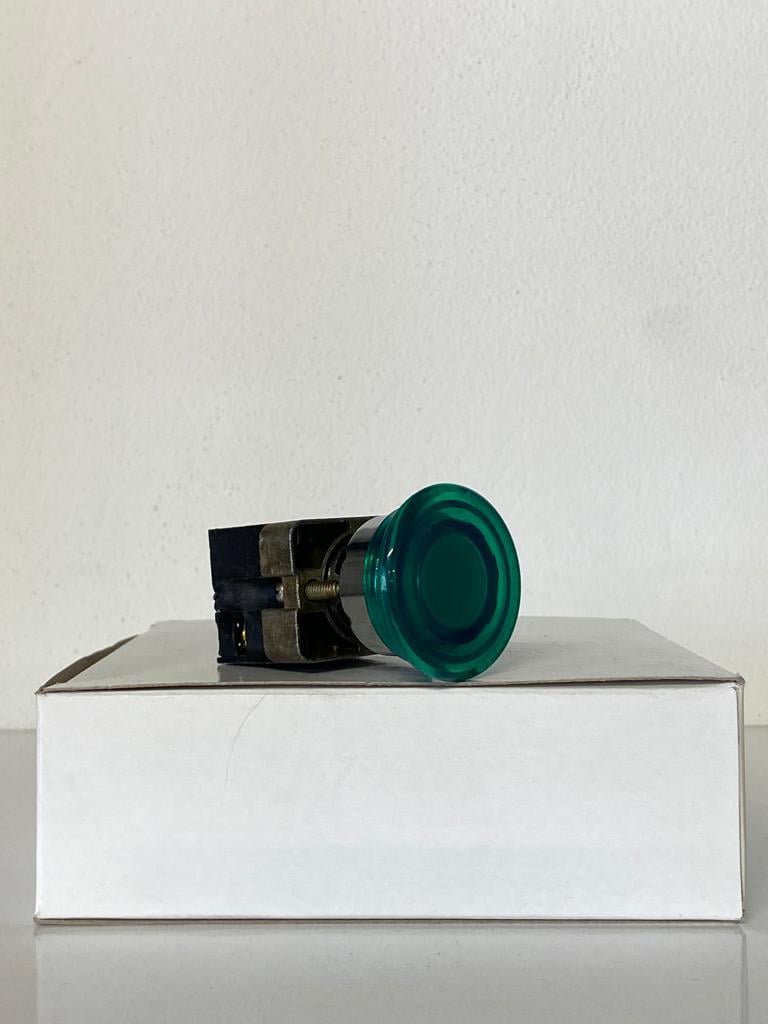 COMEPI METAL MANTAR IŞIKLI BUTON Q40mm  Yeşil yaylı 1NA kontak düzeni IP65