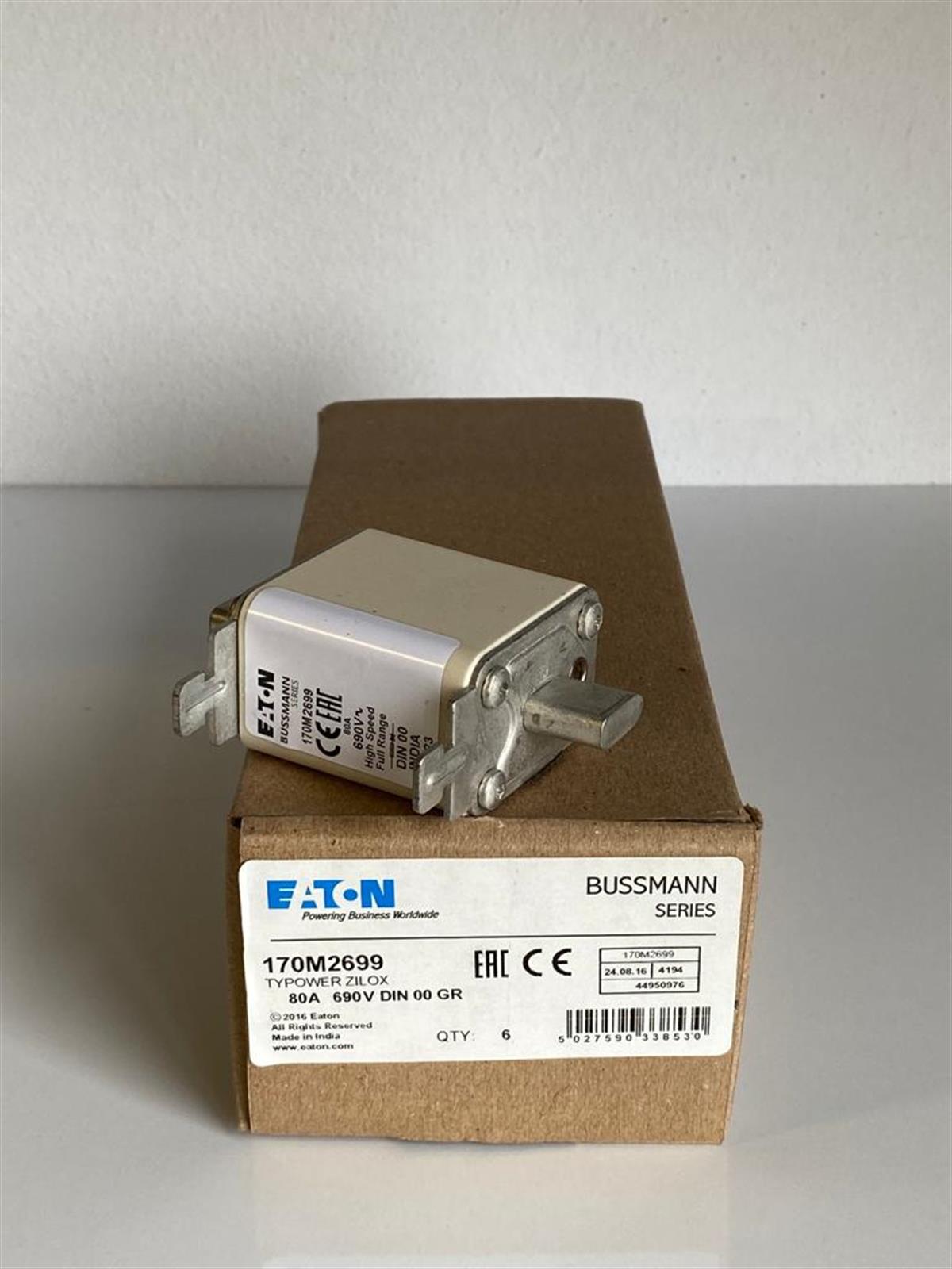 Eaton Bussmann170M2699 FUSE 80A 690V DIN 00 GR Bussmann170M2699 FUSE 80A 690V DIN 00 GR Bussmann