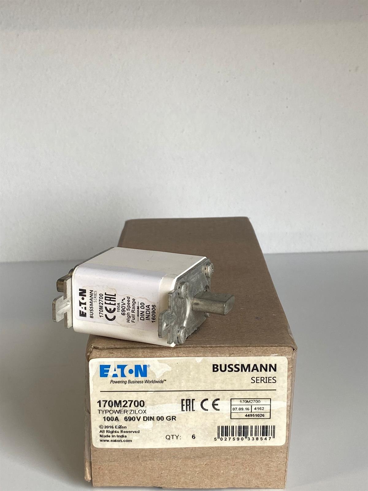 Eaton Bussmann170M2700 FUSE 100A 690V DIN 00 GR Bussmann170M2700 FUSE 100A 690V DIN 00 GR Bussmann