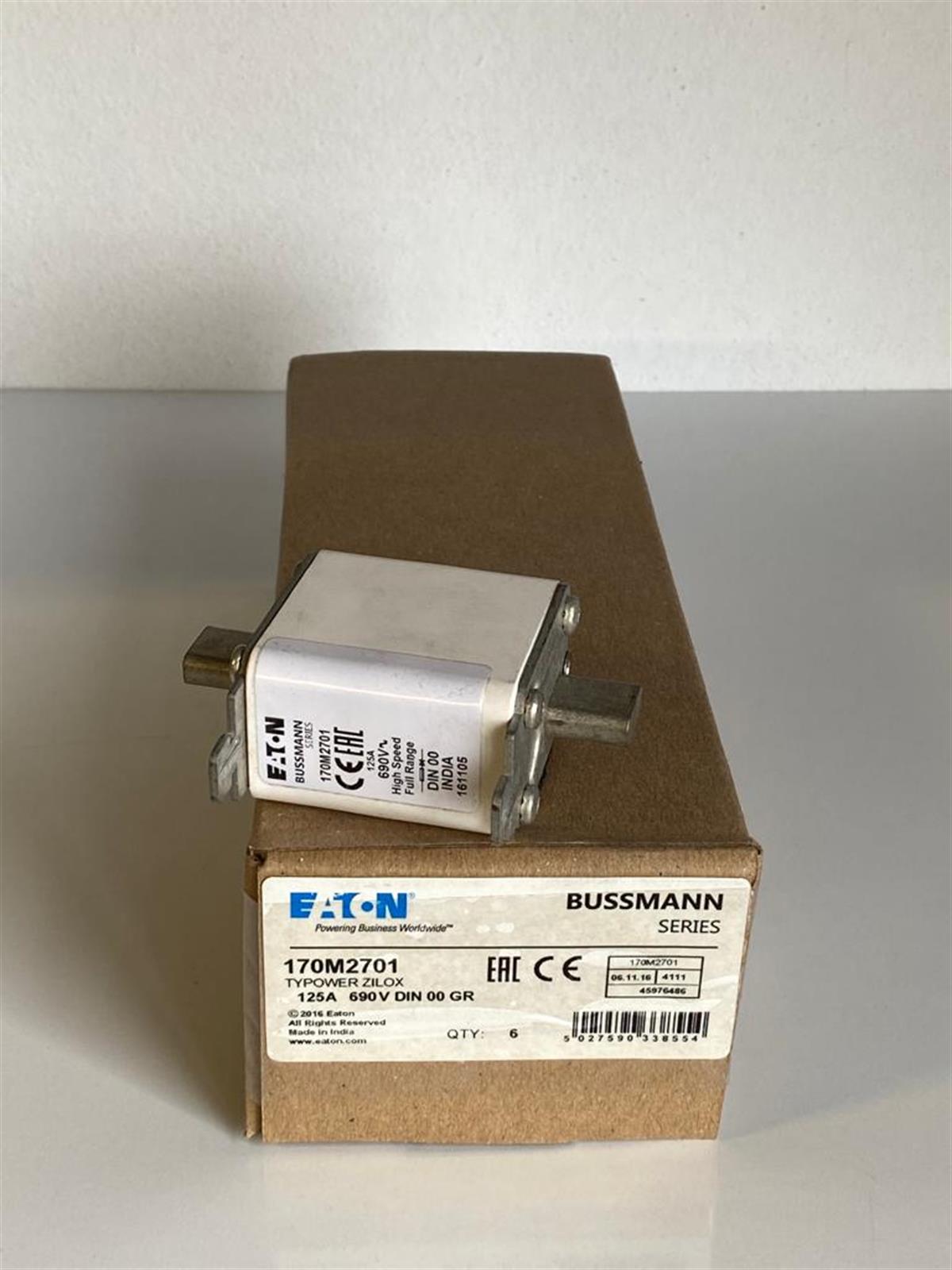Eaton Bussmann170M2701 FUSE 125A 690V DIN 00 GR Bussmann170M2701 FUSE 125A 690V DIN 00 GR Bussmann