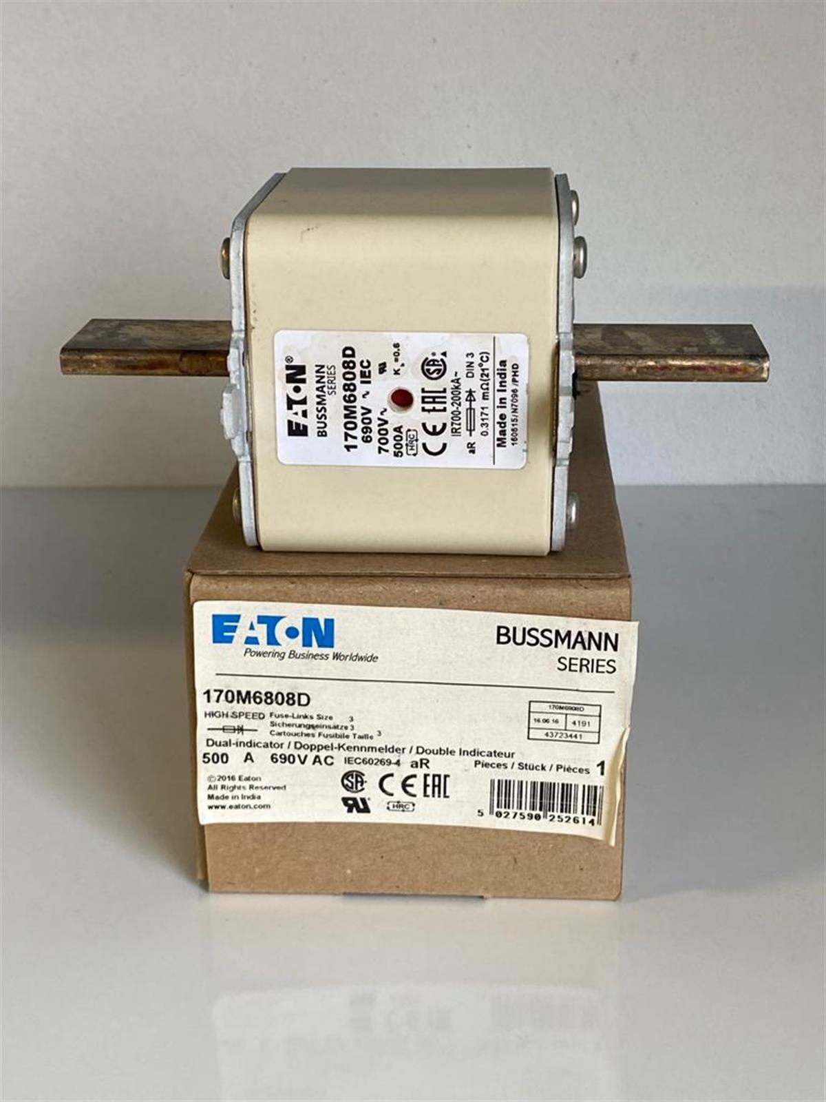 Eaton Bussmann170M6808D FUSE 500A 690V aR DIN 3 HSDNH  Bussmann170M6808D FUSE 500A 690V aR DIN 3 HSDNH  Bussmann