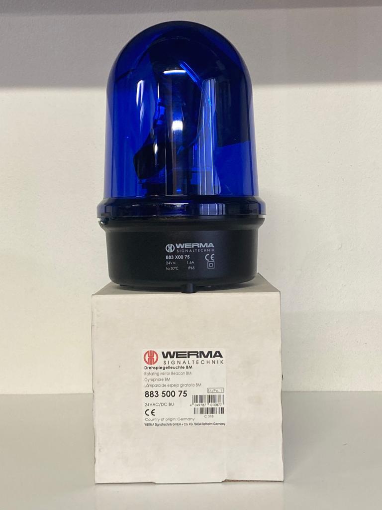 WERMA 24V AC/DC DÖNER AYNALI LAMBA MAVİ