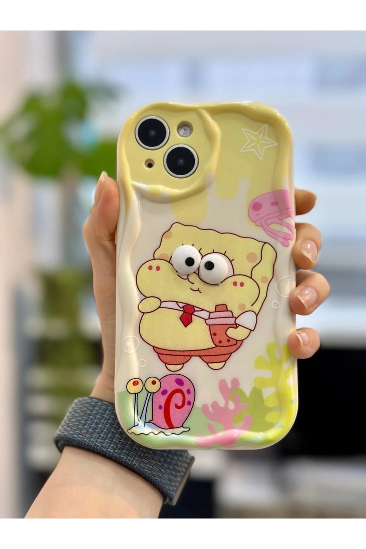  Iphone 13 Ve 14 Uyumlu Kamera Korumalı Sünger Bob Baskılı Kılıf