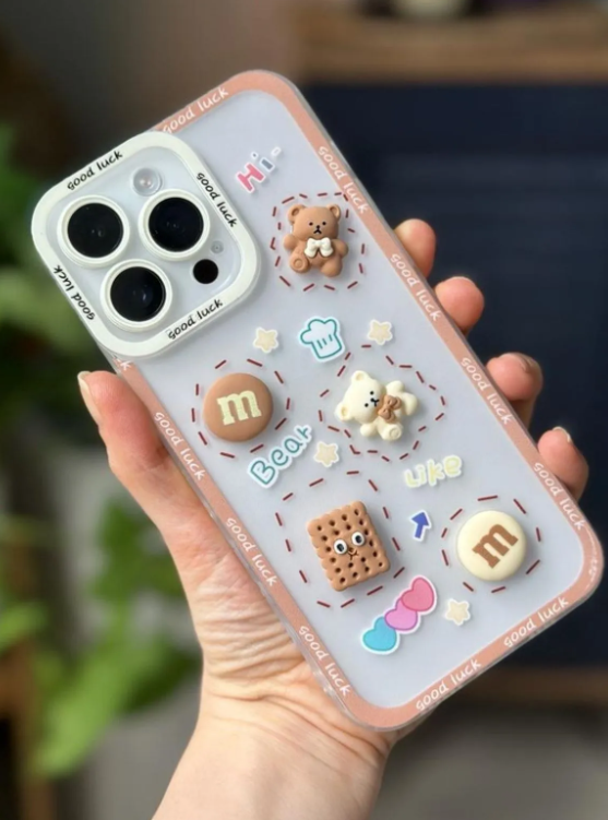  Iphone 14 pro Şeffaf Ayıcık Tasarımlı Kılıf
