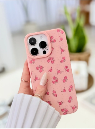  Iphone 16 Promax Uyumlu Baskı Mini Pembe Çiçek Tasarımlı Esnek Silikon Kılıf