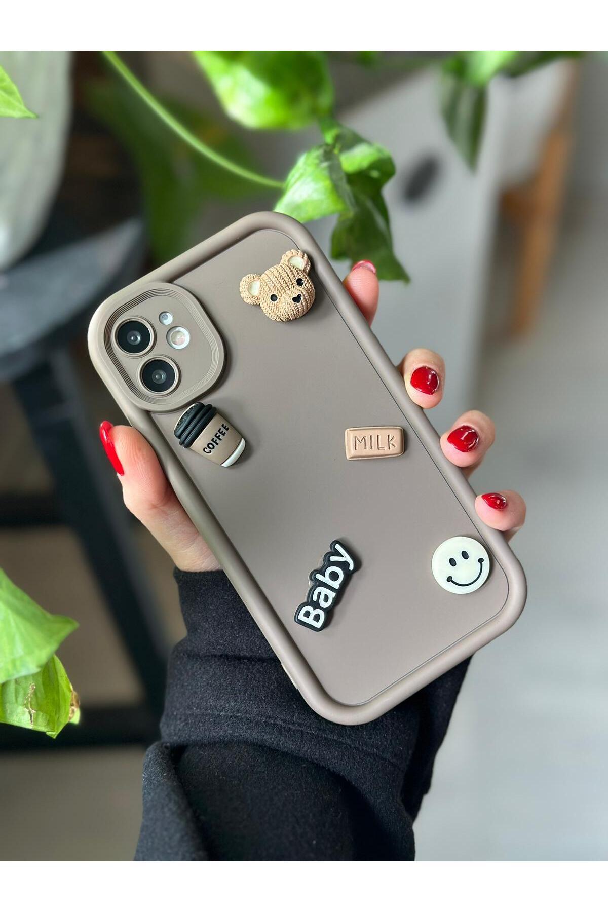 Iphone 11 Çikolata Baby Tasarımlı Yumuşak Silikon Kamera Korumalı Ayıcıklı Kılıf yuvarlakkamera, one size