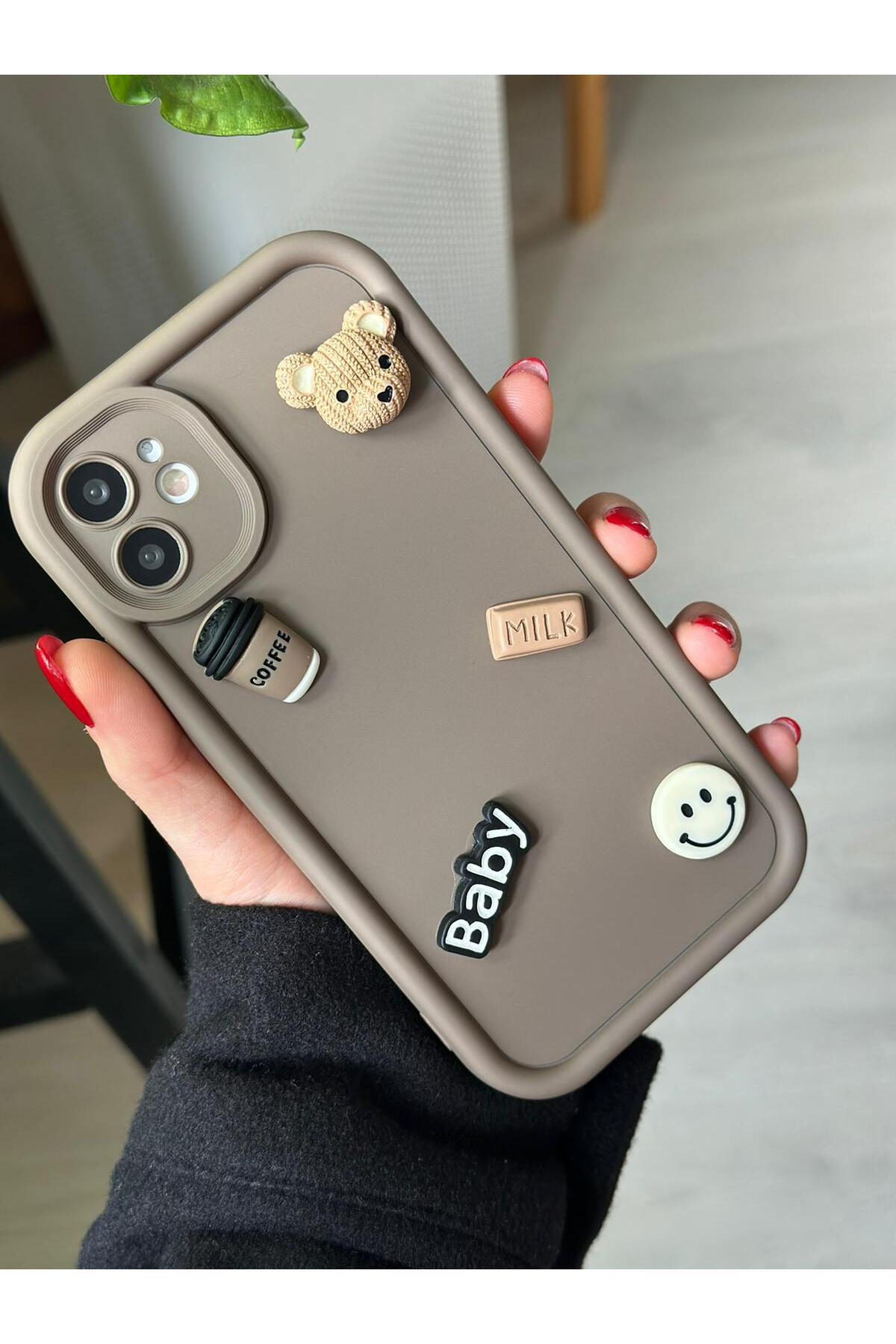 Iphone 11 Çikolata Baby Tasarımlı Yumuşak Silikon Kamera Korumalı Ayıcıklı Kılıf yuvarlakkamera, one size