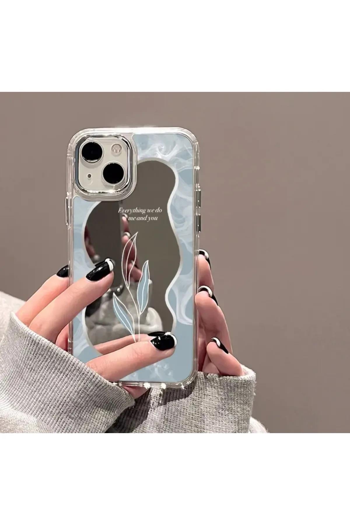 Iphone 13 - 14 Uyumlu Aynalı Yaprak Model Silikon Kılıf