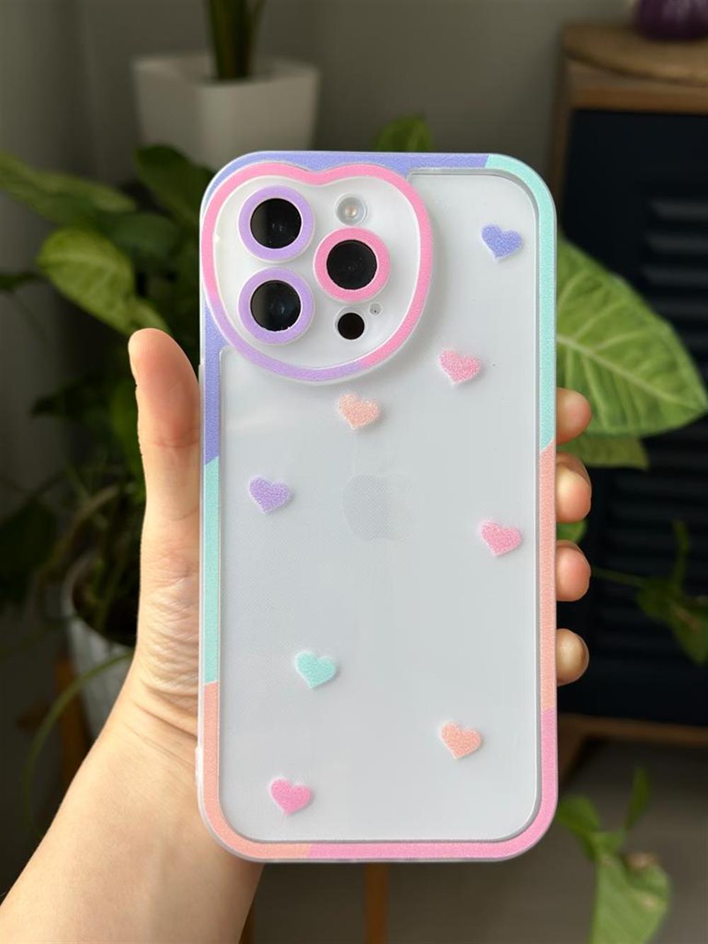 Iphone 14 PROMAX Uyumlu DARBE ÖNLEYİCİ KALPLİ ANTİŞOK KILIF