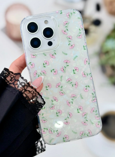 Iphone 16 Promax Uyumlu 2in1 Çiçek Baskı Tasarımlı Silikon Kılıf