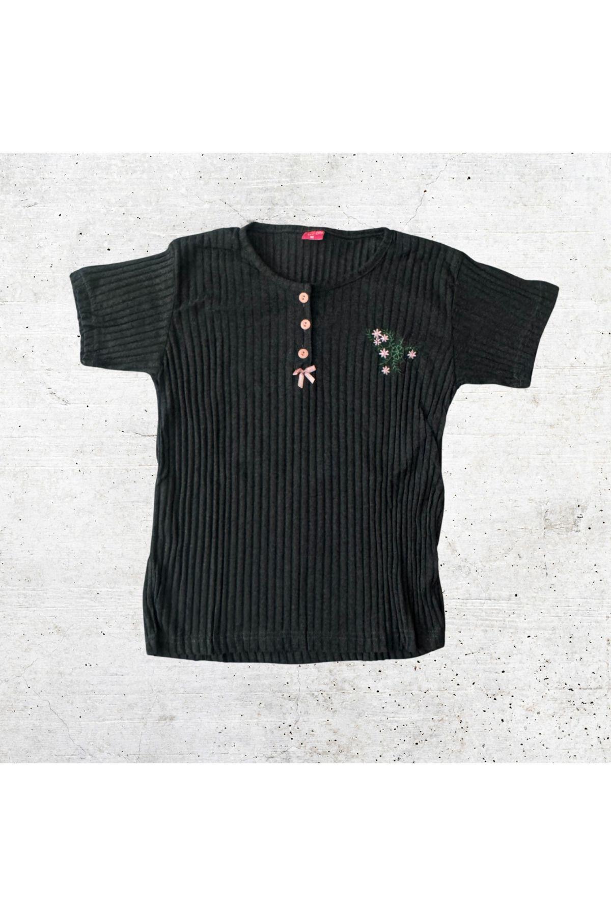 Antrasit Renginde Pembe Düğmeli Pijama Takımı