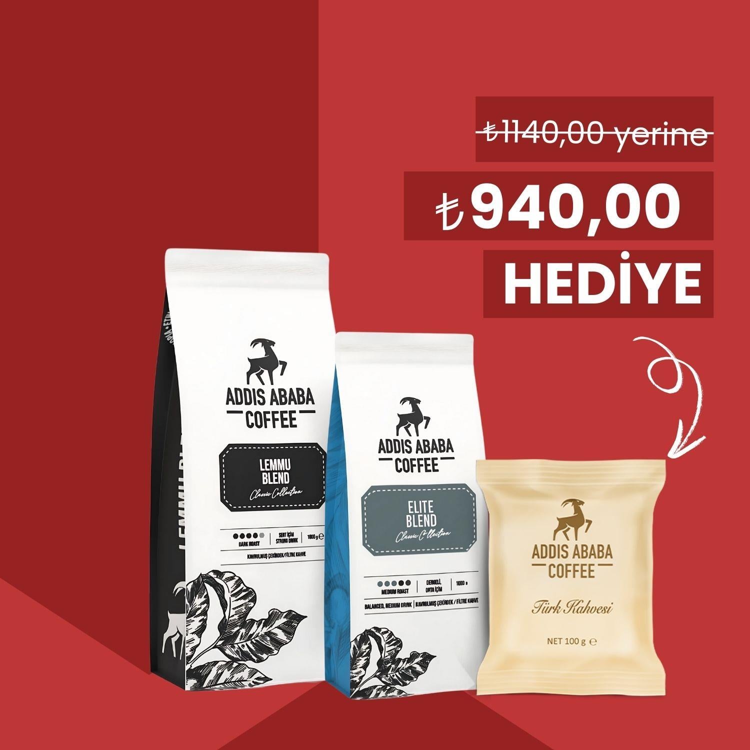 2'si 1 Arada 2kg Çekirdek Kahve, Lemmu+Elite Blend, Türk Kahvesi Hediyeli
