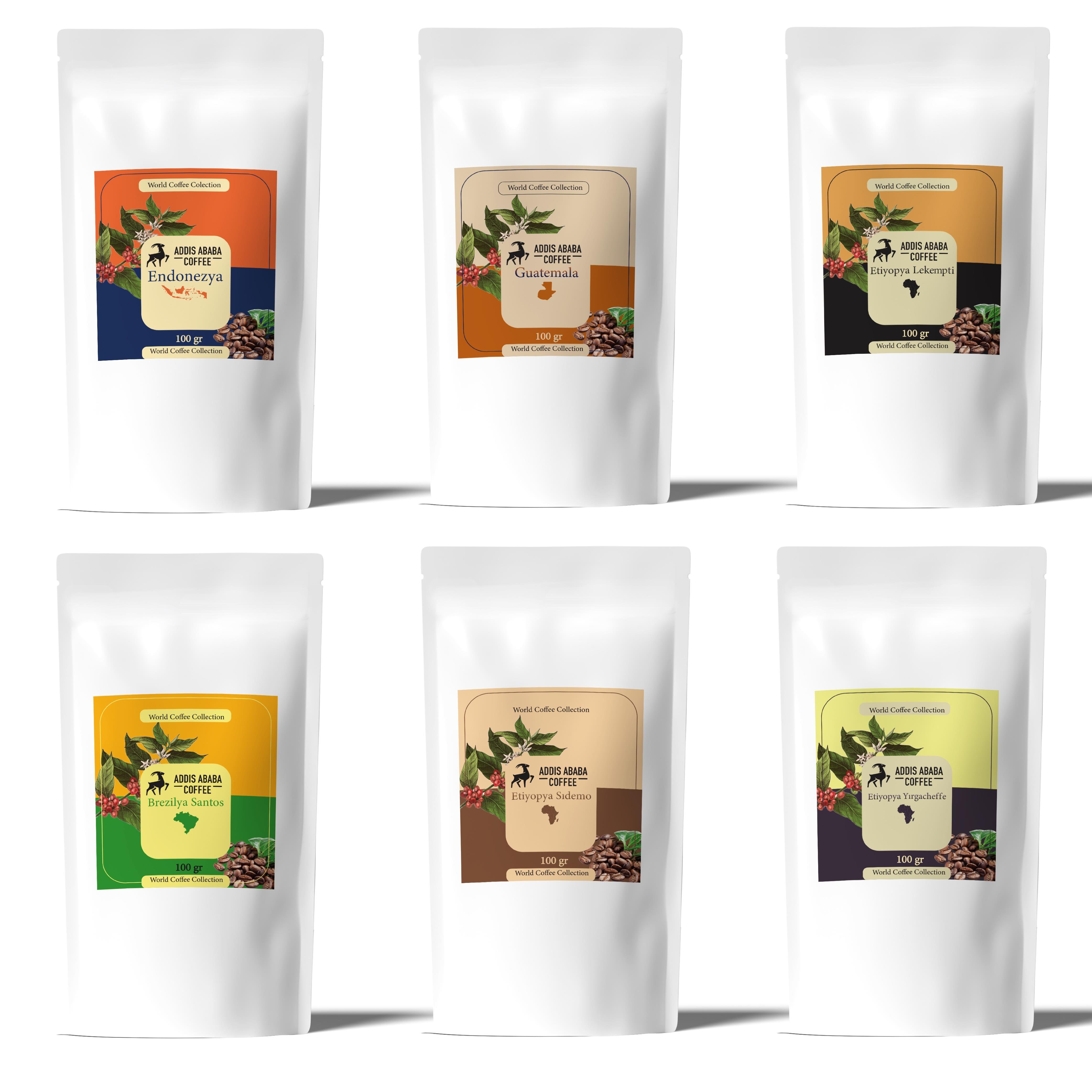 Set of 6 World Coffees 600gr (6x100gr) Roasted Beans