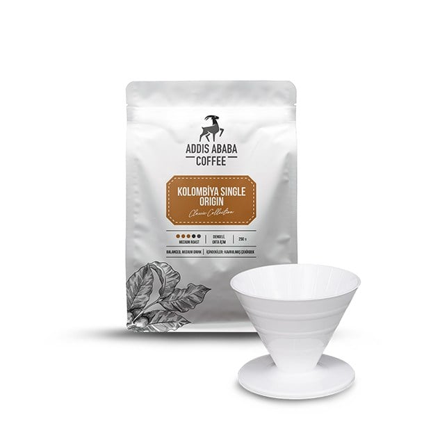 Addis Ababa Coffee - Dünya  Kahvesi - Arabica - Kolombiya Supremo - 250 Gr. ( V60 Hediyeli)