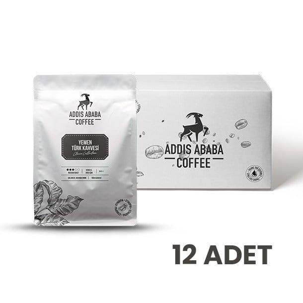 Addis Ababa Coffee - Geleneksel - Yemen Türk Kahvesi -Yumuşak İçim - 1000 Gr. x 12 adet ( 1 Koli )