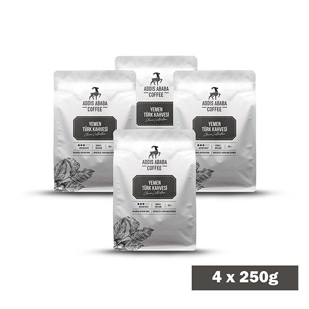 Addis Ababa Coffee - Geleneksel - Yemen Türk Kahvesi -Yumuşak İçim - 250 Gr. X 4 adet ( 1 kg )