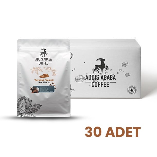 Addis Ababa Coffee - Karamel Aromalı Türk Kahvesi - 250 Gr. - x 30 adet
