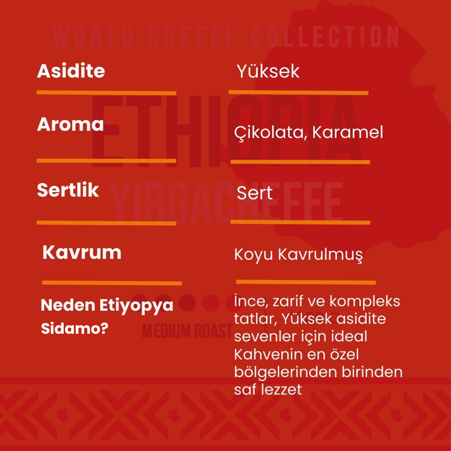 Ethiopia Sidamo Bean Coffee 250 Gr
