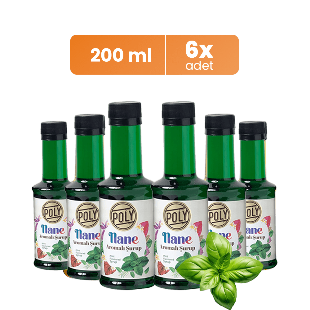 6 Pack Mint Flavored Coffee Syrup 200 Ml. (6x200ml.)
