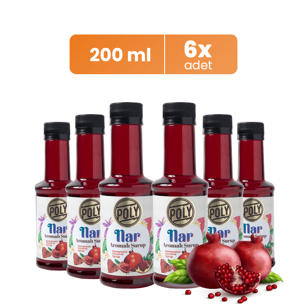 6 Pack Pomegranate Flavored Coffee Syrup (6X200 ML.)