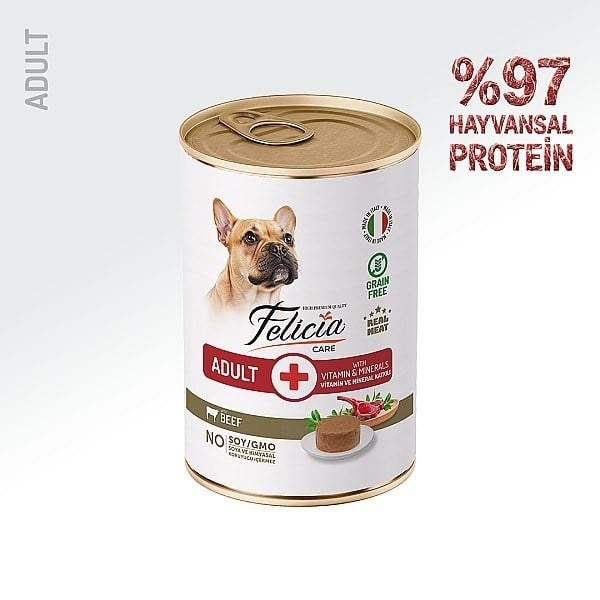 Felicia Yetişkin Tahılsız Biftekli Köpek Konserve 400g