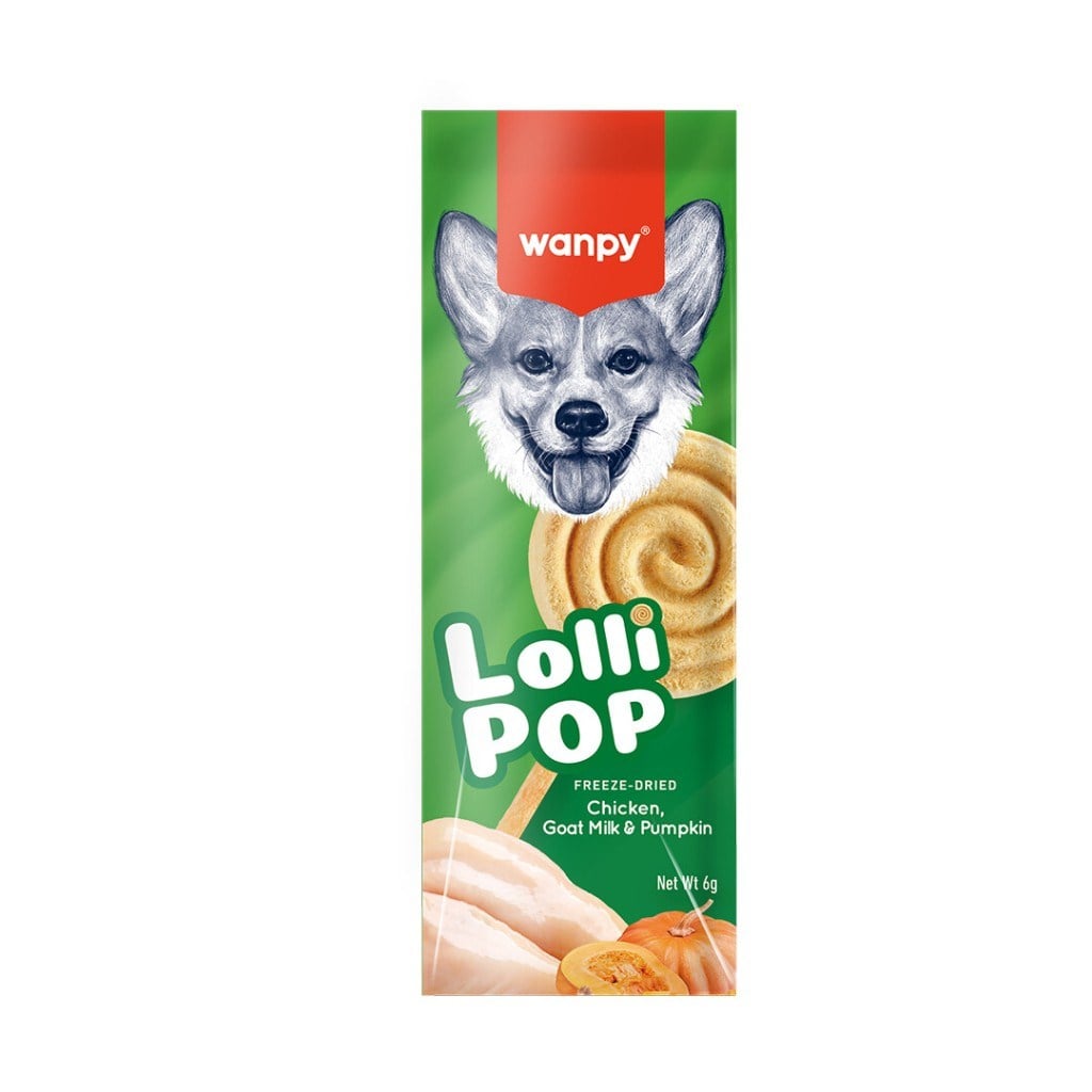 Wanpy LolliPop Dondurularak Kurutulmuş Balkabaklı Lolipop Köpek Ödül Maması 6gr (10'lu)