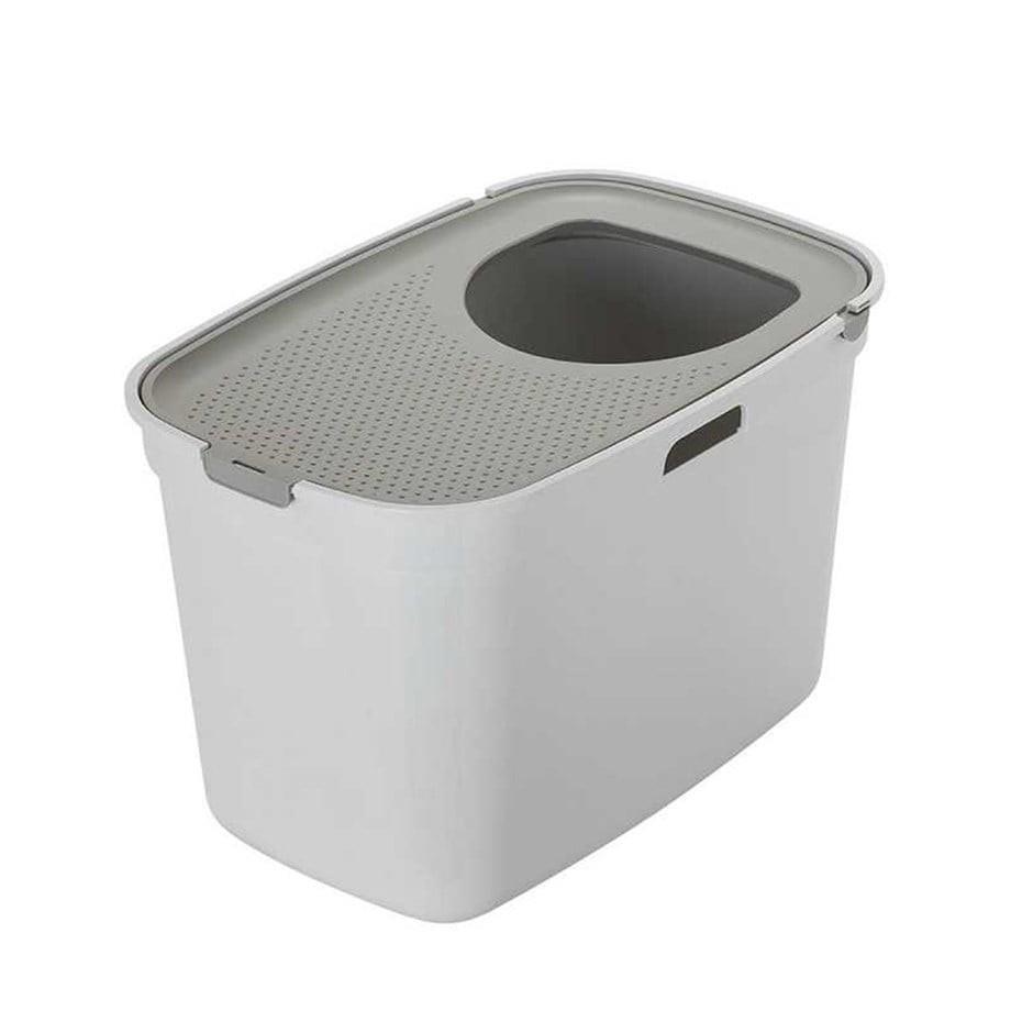 Moderna Top Cat Üstten Girişli Kapalı Kedi Tuvaleti Beyaz /Gri Kapaklı 59 cm