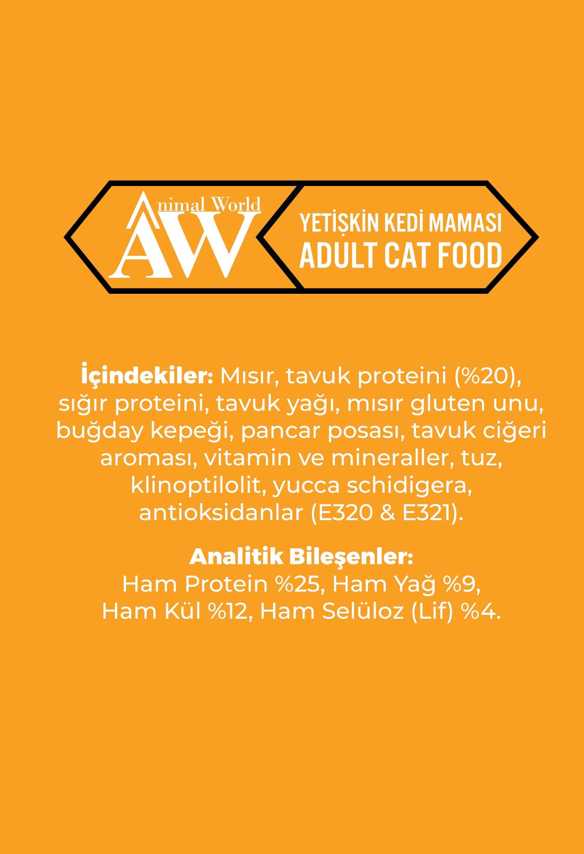 Animal World Tavuk Etli Yetişkin Kedi Maması 15 Kg