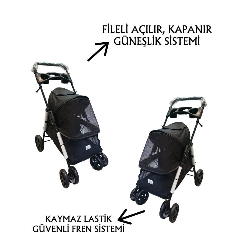 Tommy Evcil Hayvan Arabası 85x46x91,5cm Siyah Max 15 Kg