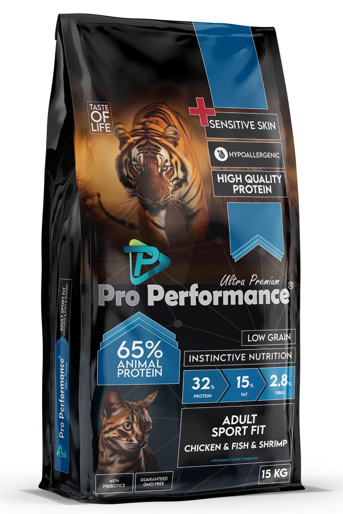 Pro Performance Sport Fit Kızılcık, Tavuk, Karides ve Somonlu Yetişkin Kedi Maması 15 Kg