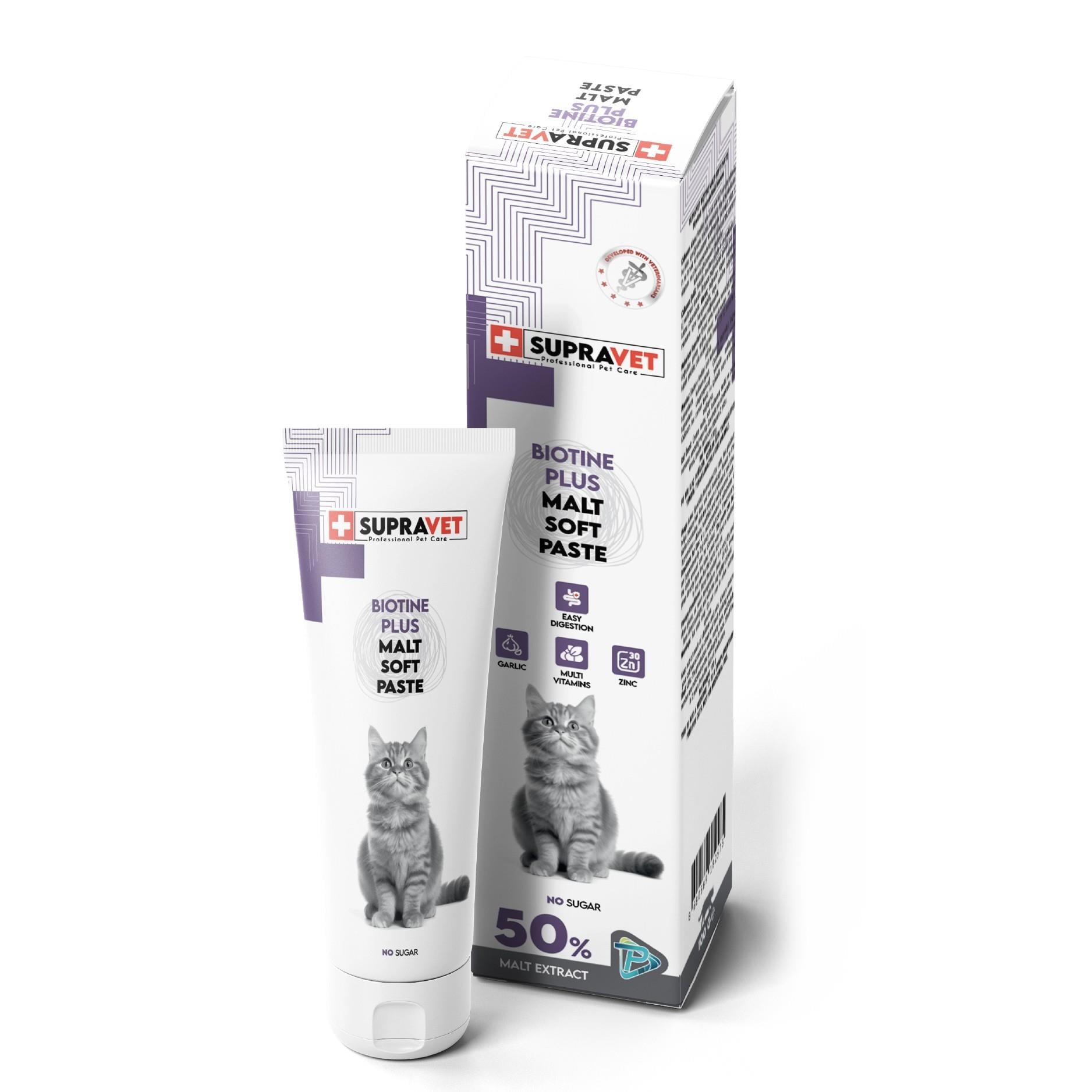 Supravet Biotine Plus Kediler için Tüy Sağlığı Güçlendirici Malt Paste 100gr