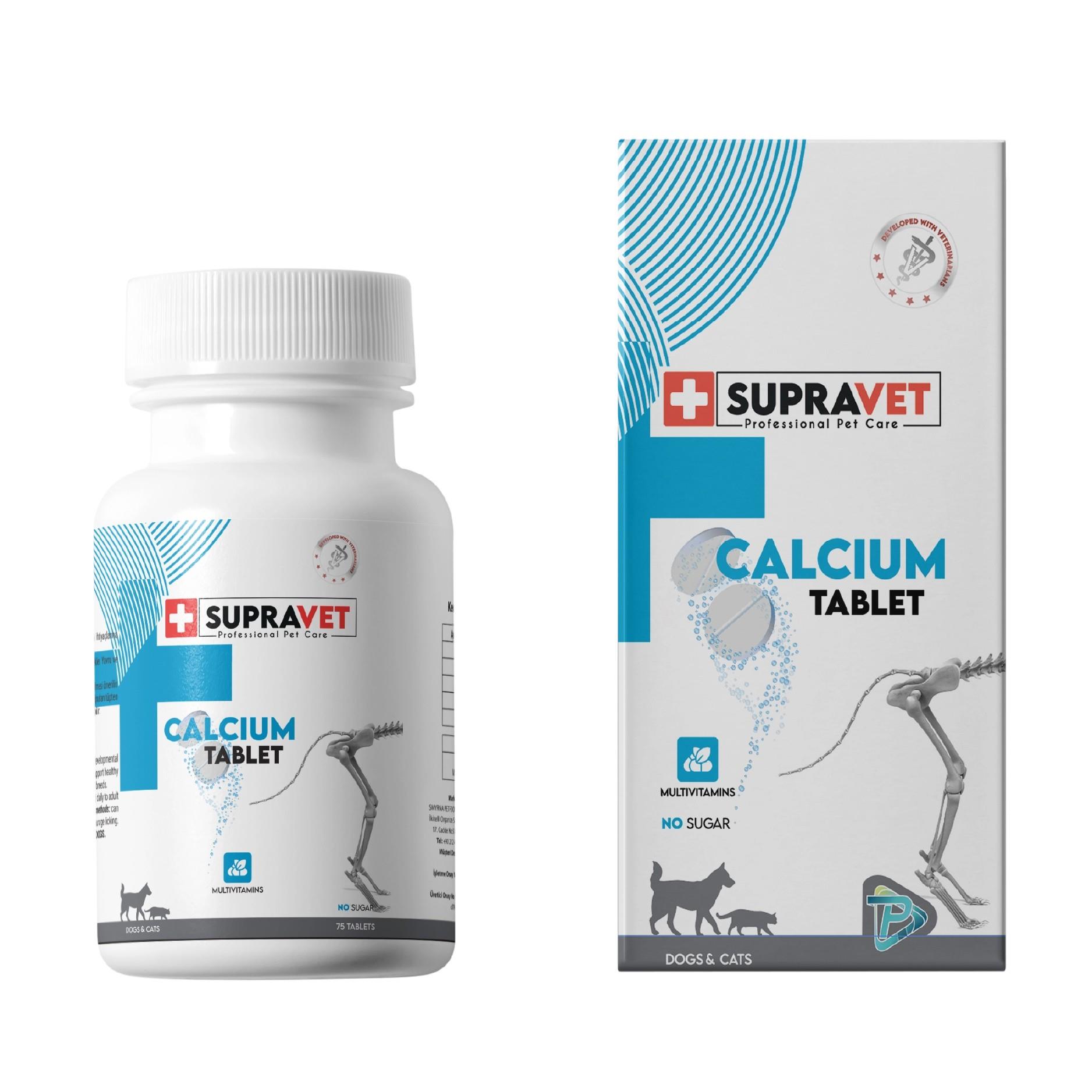 Supravet Calcium Kedi ve Köpekler İçin Kalsiyum Tablet 75 Adet