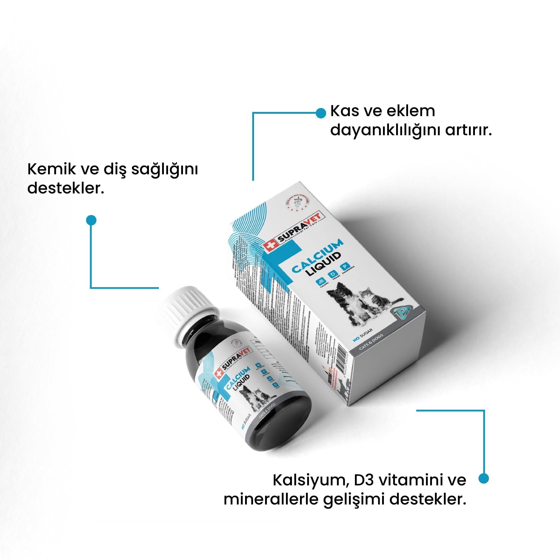 Supravet Kedi ve Köpekler İçin Sıvı Calcium Damla 100 Ml