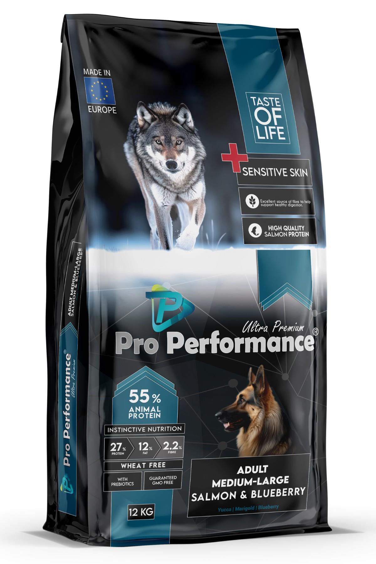 Pro Performance Somon ve Yaban Mersinli Orta ve Büyük Irk Yetişkin Köpek Maması 12 Kg