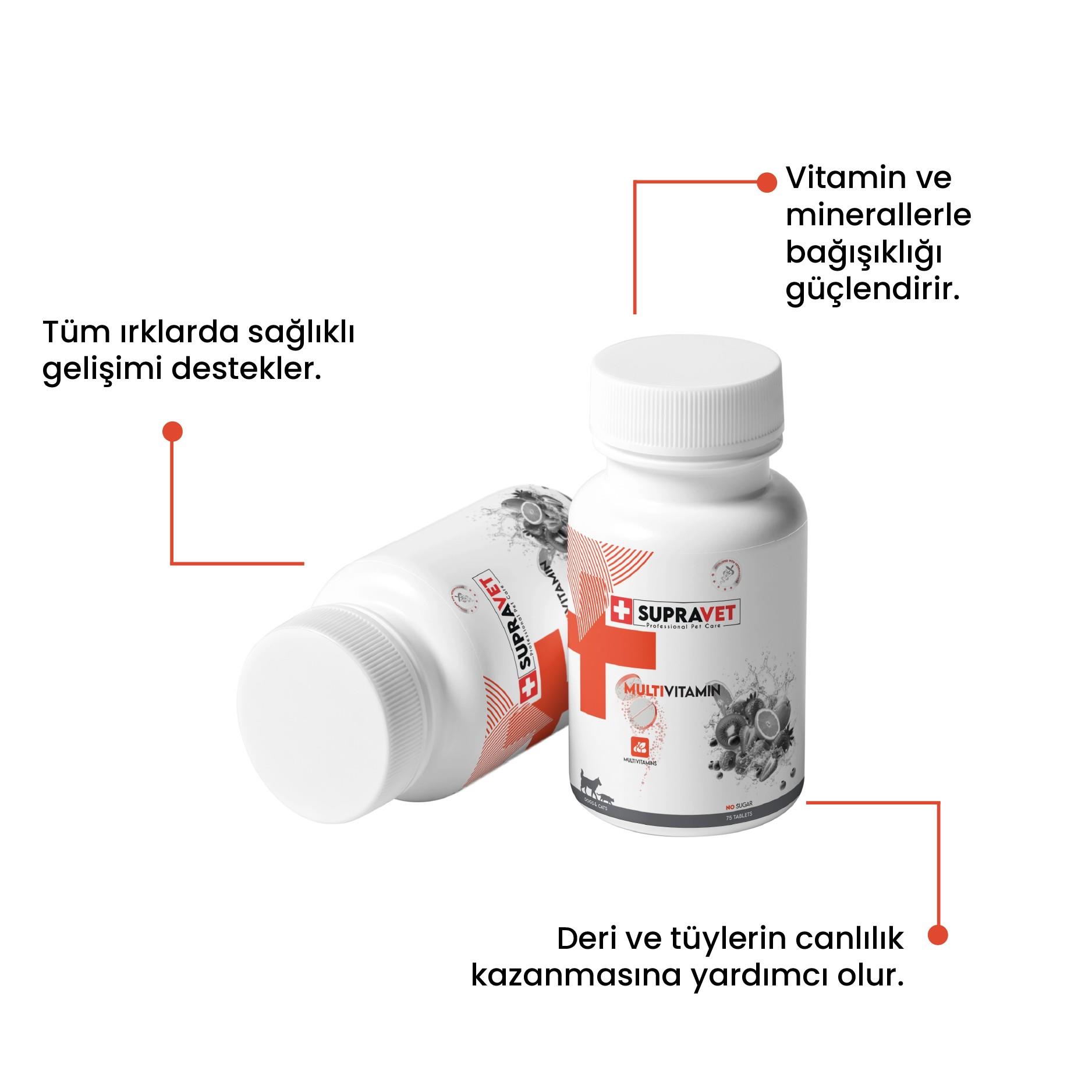 Supravet Kedi ve Köpekler için Multivitamin Tablet 75 Adet