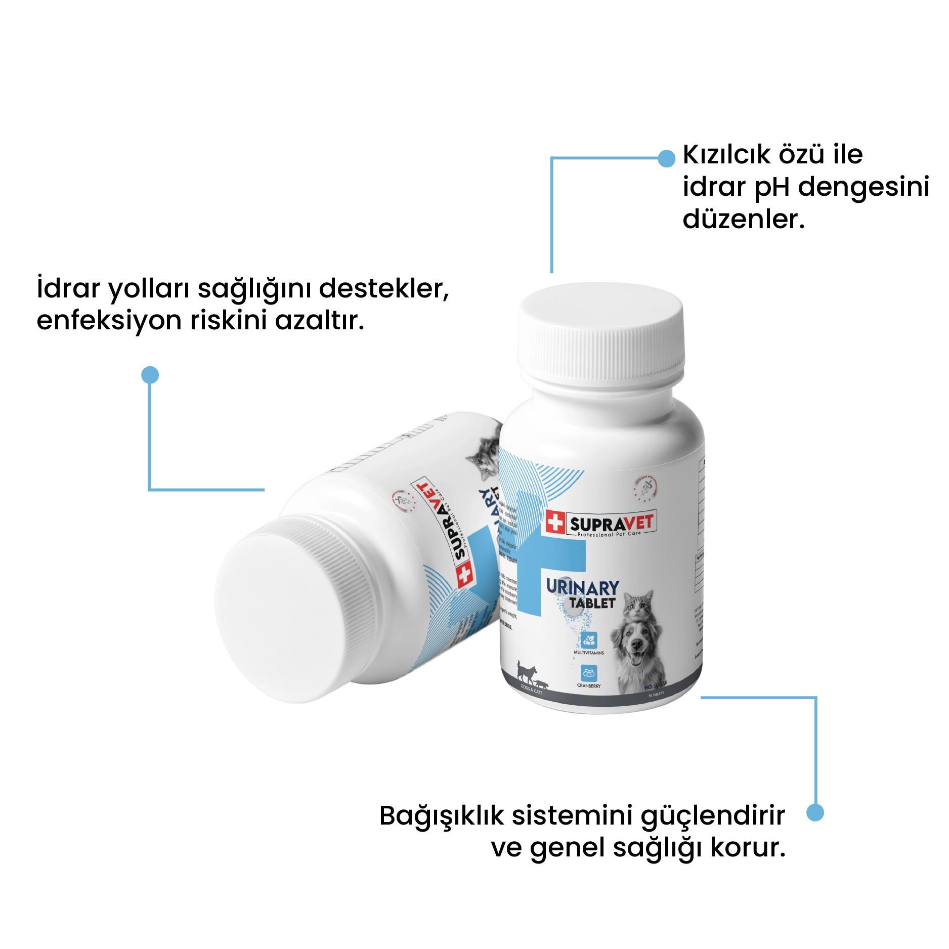 Supravet Urinary Care Kedi ve Köpek için İdrar Sağlığı Sistem Destekleyici 75 Tablet