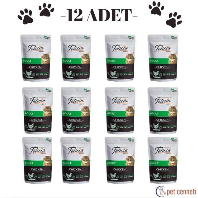 Felicia Jöle İçinde Tavuklu Taurinli Tahılsız Yetişkin Kedi Pouch Konservesi 85gr x 12 adet