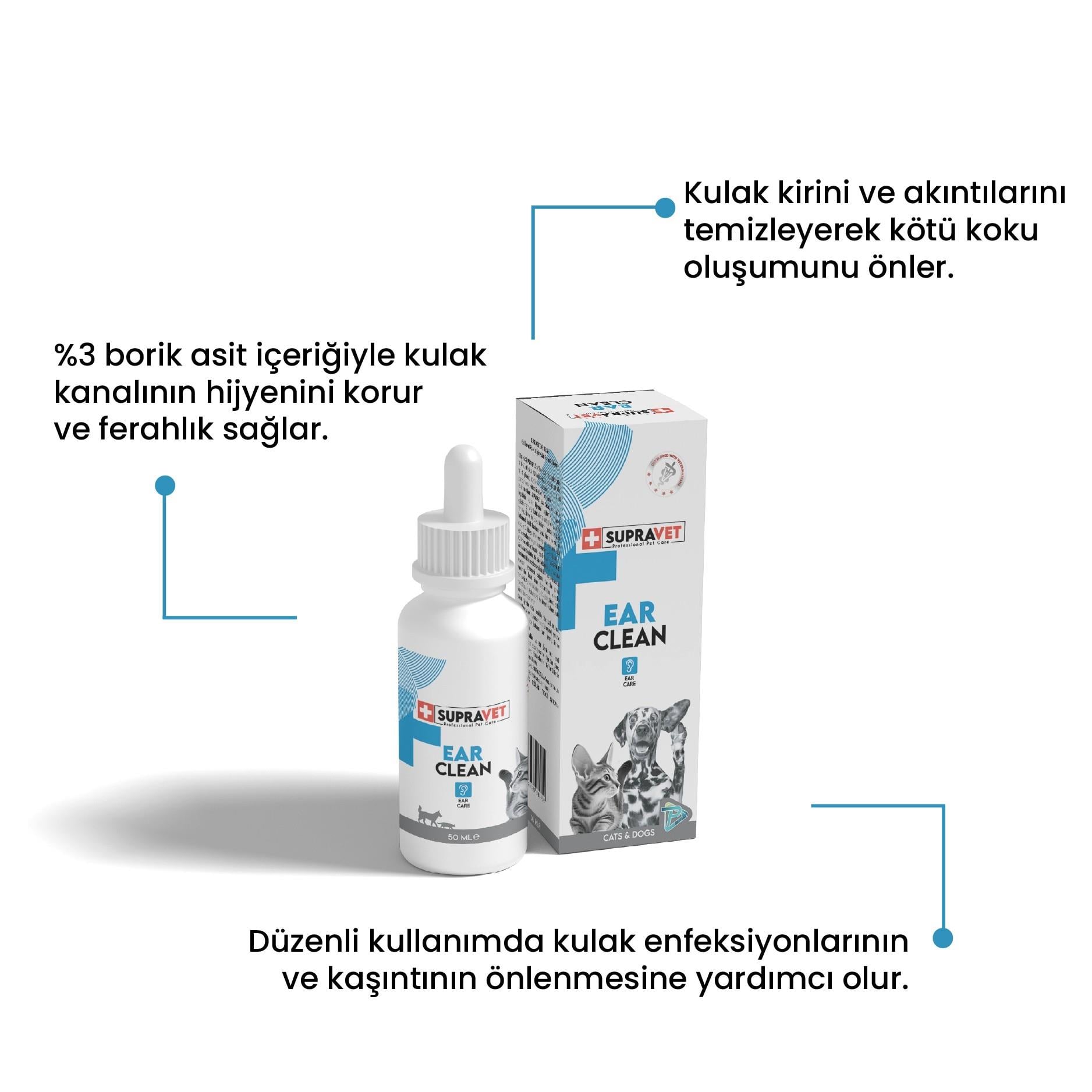 Supravet Kedi Köpek Kulak Temizleme Solüsyonu 50ml
