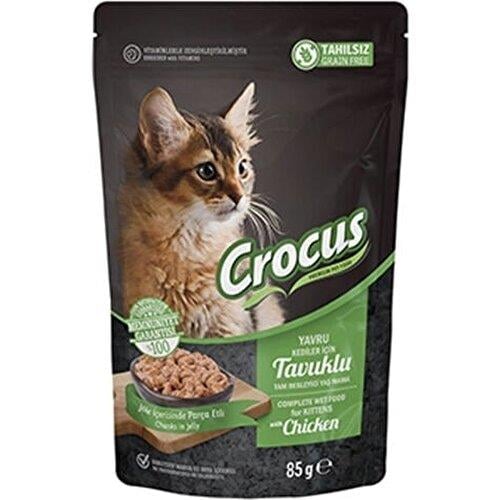 Crocus Tahılsız Pouch Jöleli Tavuklu Yavru Konserve Kedi Maması 85 gr