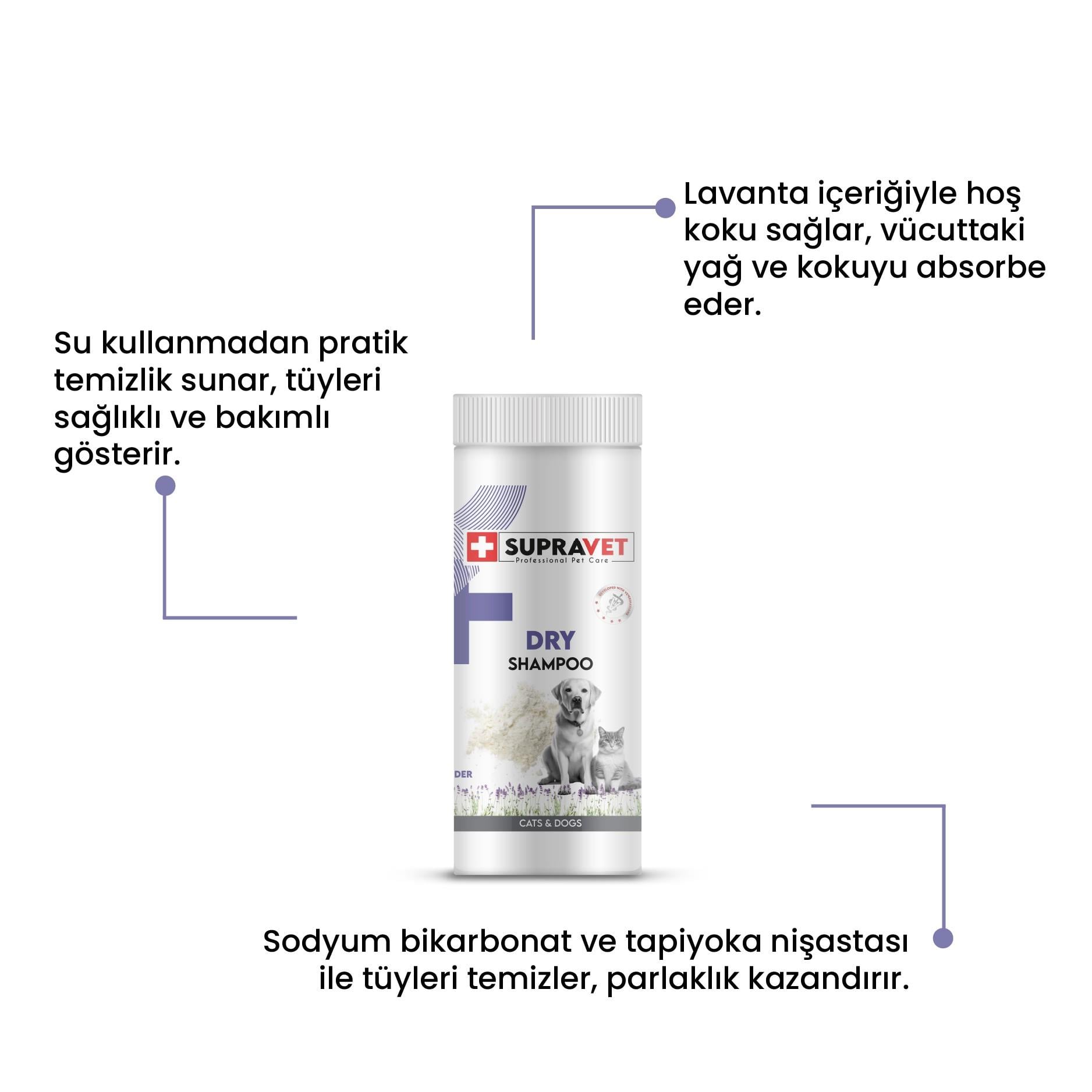 Supravet Dry Shampoo Lavanta Özlü Kedi Köpek Toz Şampuan 150 ml