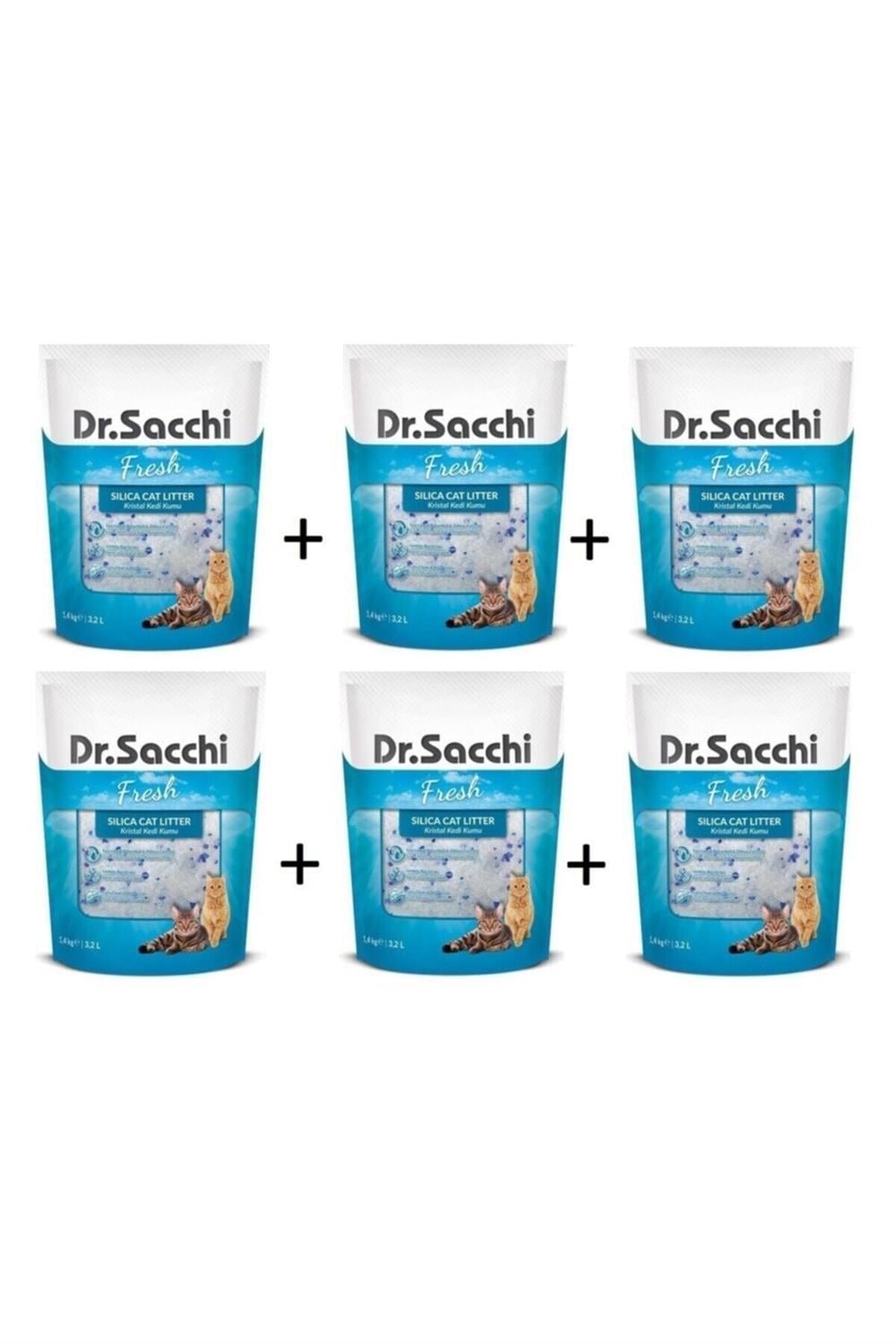 Dr Sacchi Silica Kristal Kedi Kumu  1,4 Kg - 3,2 Lt X 6 Adet
