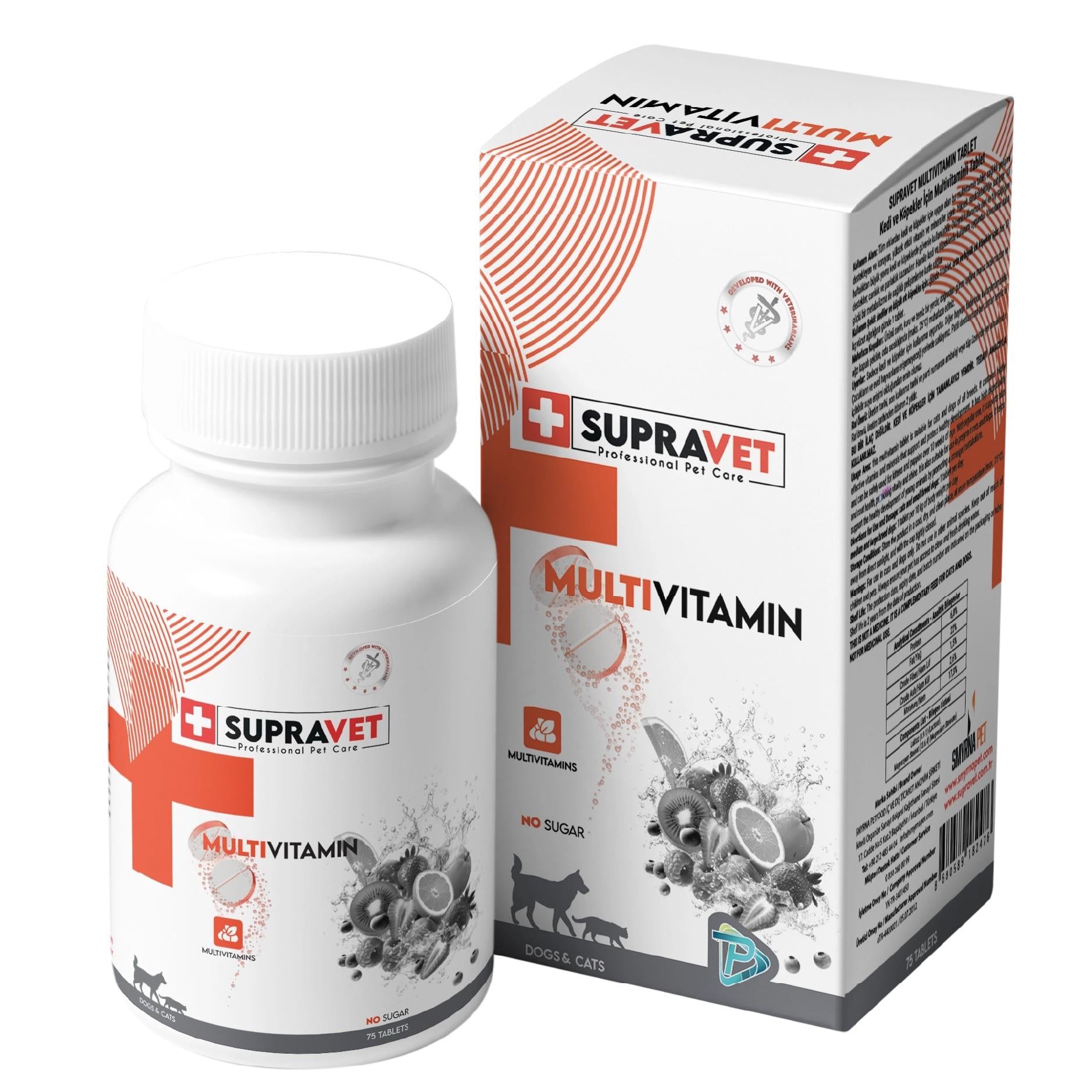 Supravet Kedi ve Köpekler için Multivitamin Tablet 75 Adet