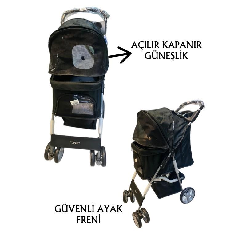 Tommy Evcil Hayvan Arabası 82x46x99cm Siyah Max 15 Kg