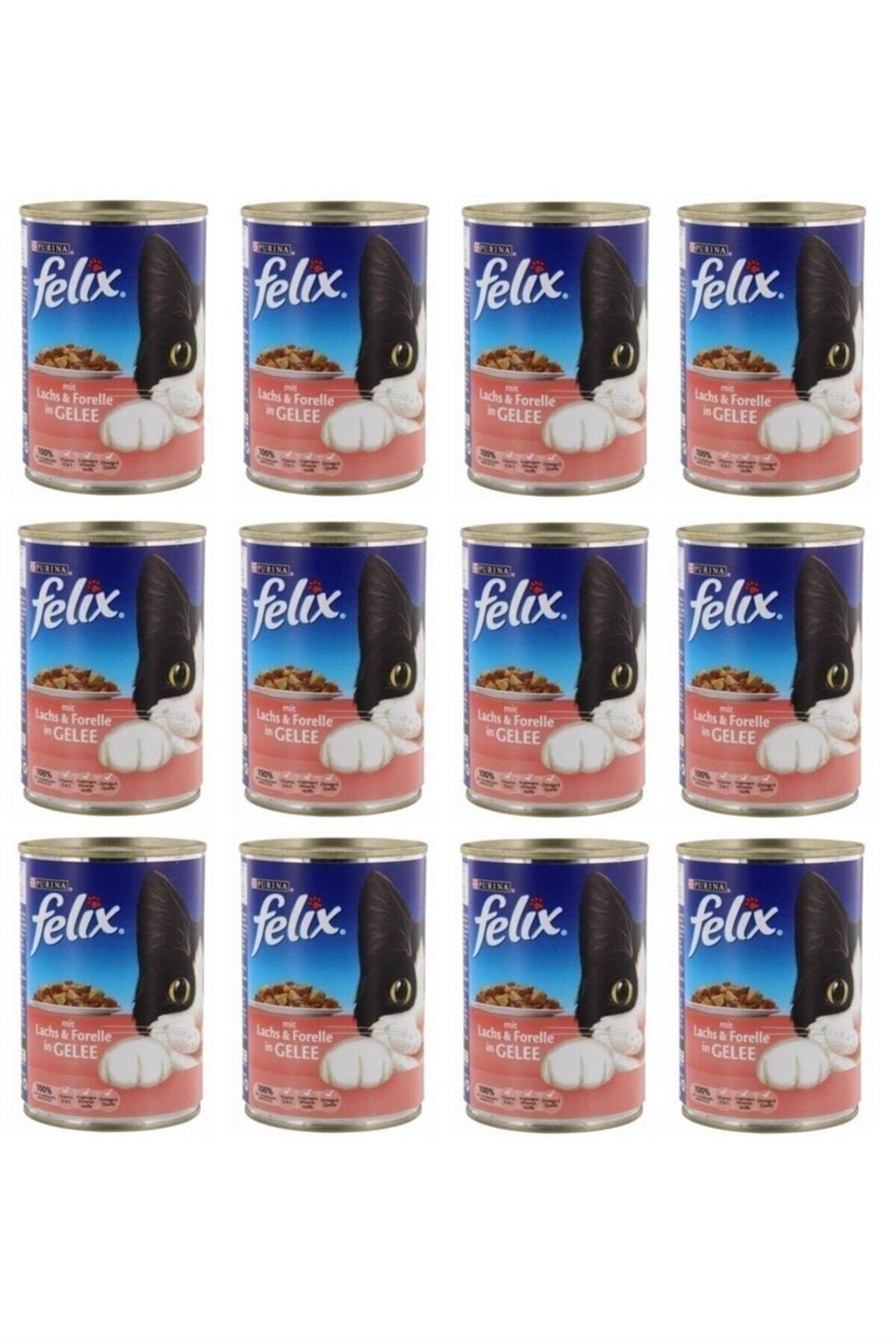 Felix Somon Ve Alabalıklı 400 gr 12'li Paket Yetişkin Kedi Konservesi