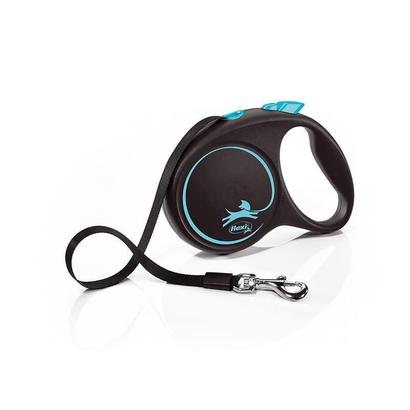 Flexi Black Design Otomatik Şerit Köpek Gezdirme Kayışı 5m [M] (Mavi)