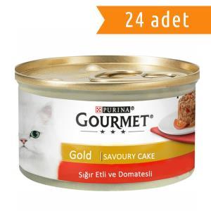 Gourmet Gold Savoury Parça Sığır Etli Domatesli Yetişkin Kedi Konservesi 85gr x 24 Adet