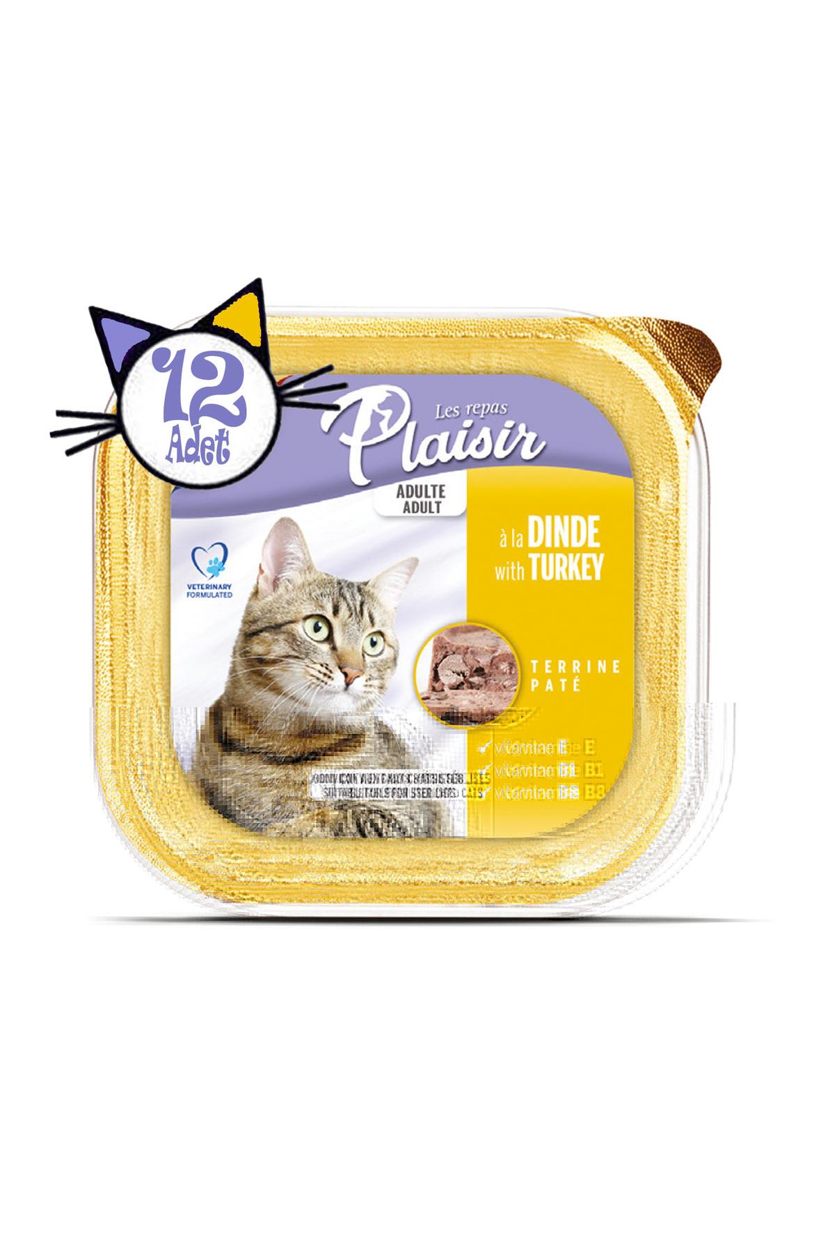 Plaisir Pate Hindi Etli 100GR Plaisir Yaş Kedi Kedi Maması 12 Adet
